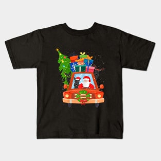 Santa And Scottie Riding Red Truck Merry Christmas Kids T-Shirt